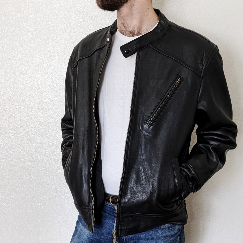 Men's Genuine Black Leather Jacket